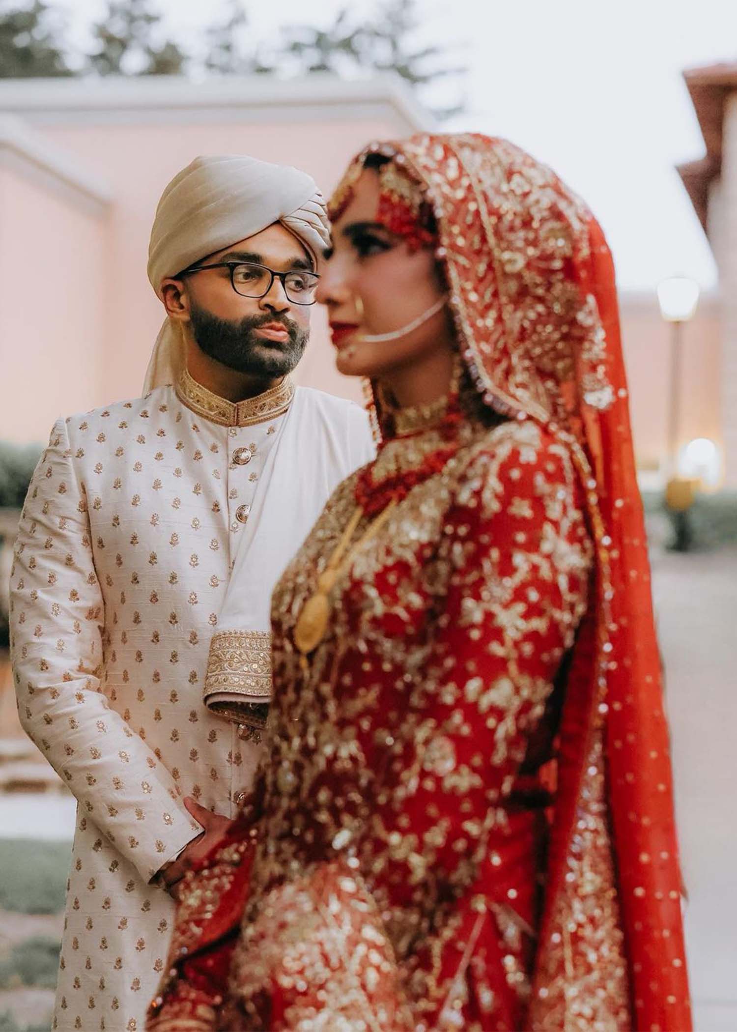 Pakistani Deep Red Zardozi Silk Bridal Lehenga (3-Piece) - Image 12