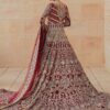 Deep Scarlet Embellished Silk Bridal Lehenga (3-Piece) - Image 4