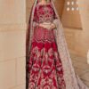 Pakistani Deep Scarlet Embellished Silk Bridal Lehenga (3-Piece) - Image 4