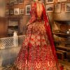 Red Gold Zardozi Silk Bridal Lehenga (3-Piece) - Image 4