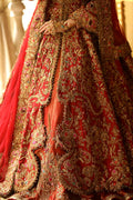 Red Zardozi Resham Silk Bridal Lehenga (3-Piece) - Image 10