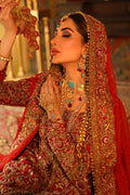 Red Zardozi Resham Silk Bridal Lehenga (3-Piece) - Image 4