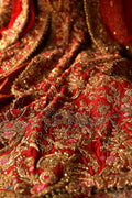 Red Zardozi Resham Silk Bridal Lehenga (3-Piece) - Image 9