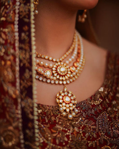 Deep Red Zardozi Silk Bridal Lehenga (3-Piece) - Image 4