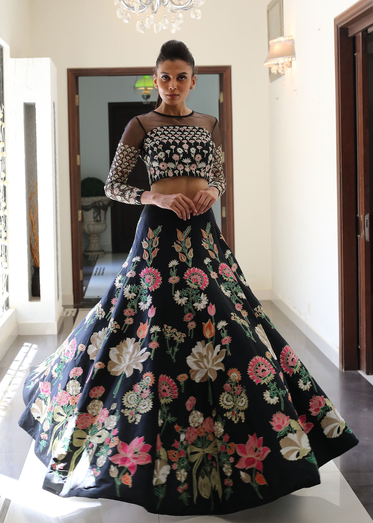 Pakistani Red Embellished Silk Bridal Lehenga (3-Piece) - Image 6