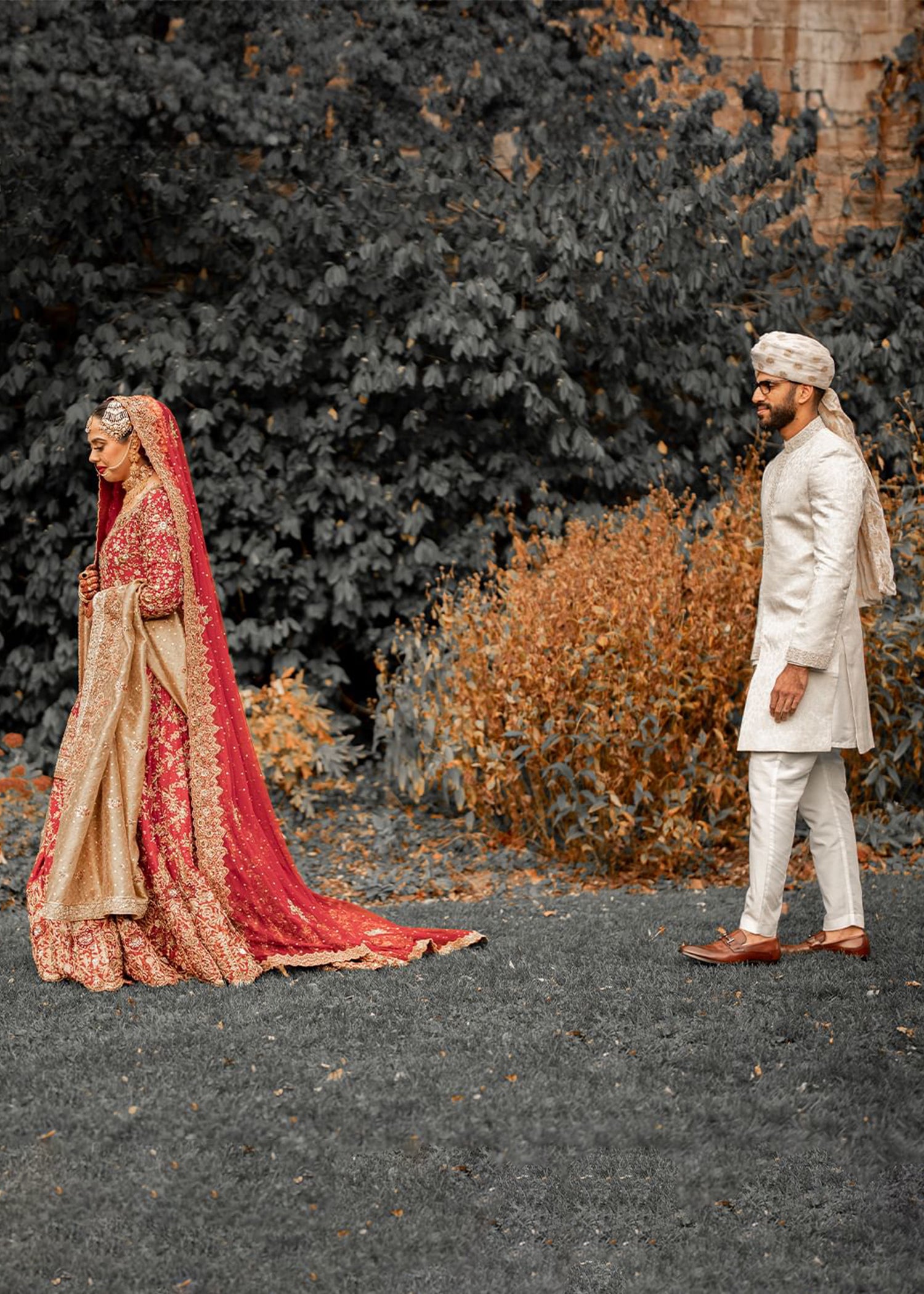 Deep Red Embroidered Silk Bridal Lehenga (3-Piece) - Image 4