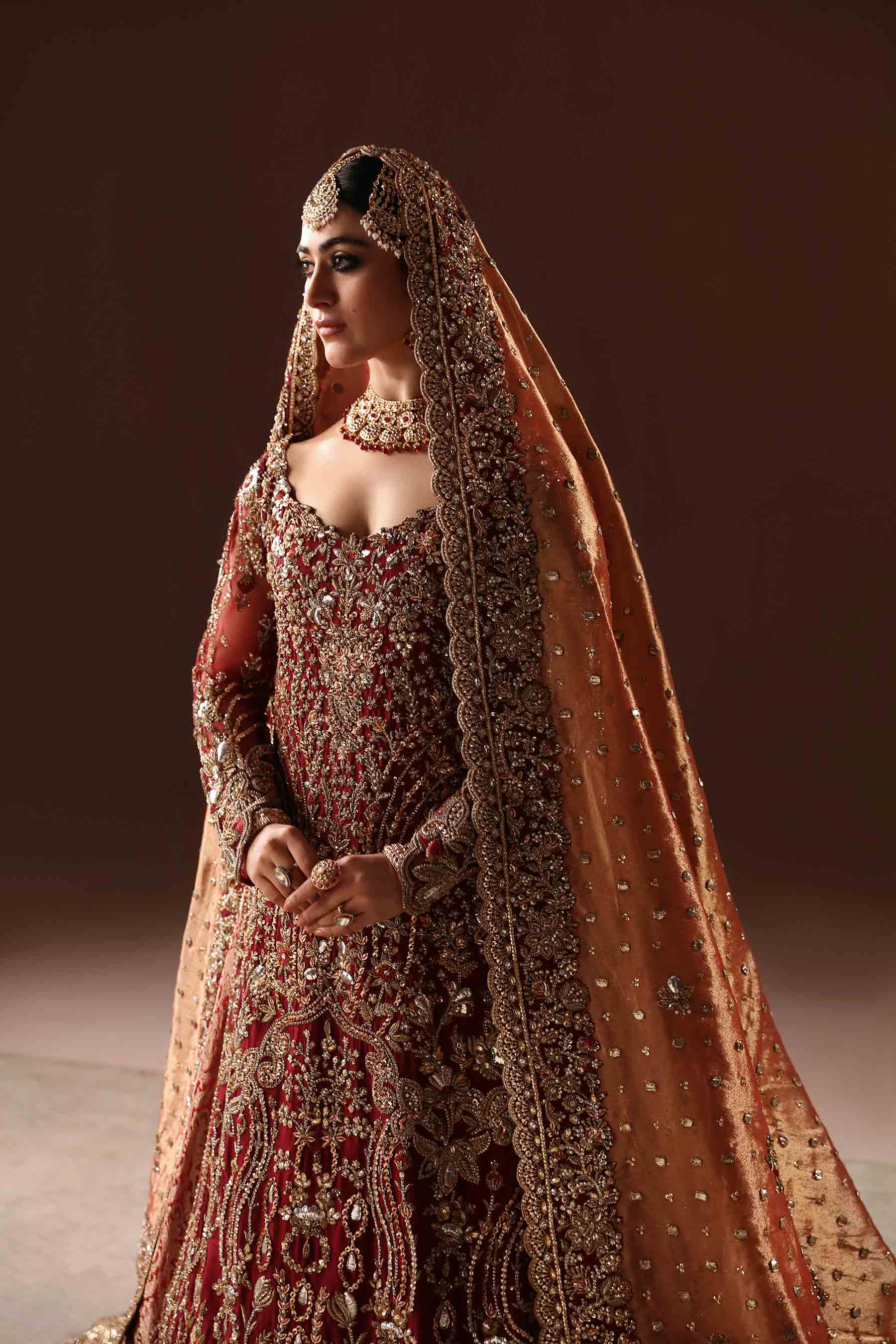 Scarlet Zardozi & Mukesh Tissue-Net Farshi Bridal Lehenga (3-Piece) - Image 5