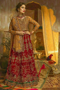 Pakistani Red Adda Work Velvet Bridal Lehenga Choli (3-Piece) - Image 2