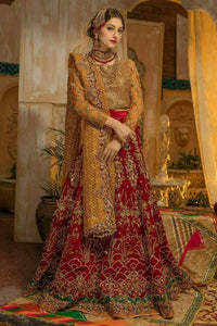 Pakistani Red Adda Work Velvet Bridal Lehenga Choli (3-Piece) - Image 3
