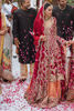 Red Zardozi Dabka Velvet Bridal Gown (3-Piece) - Image 5