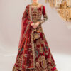 Deep Red Embellished Velvet Silk Bridal Lehenga (3-Piece) - Image 2