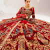 Deep Red Embellished Velvet Silk Bridal Lehenga (3-Piece) - Image 3