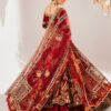 Deep Red Embellished Velvet Silk Bridal Lehenga (3-Piece) - Image 5
