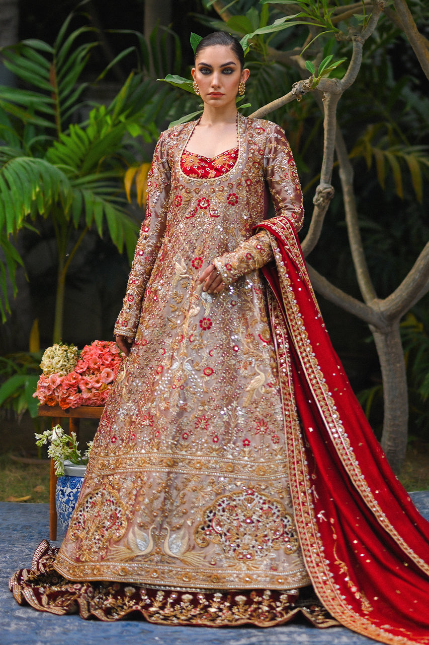 Crimson Zardozi Tissue Pishwas Dress (3-Piece) - Image 1