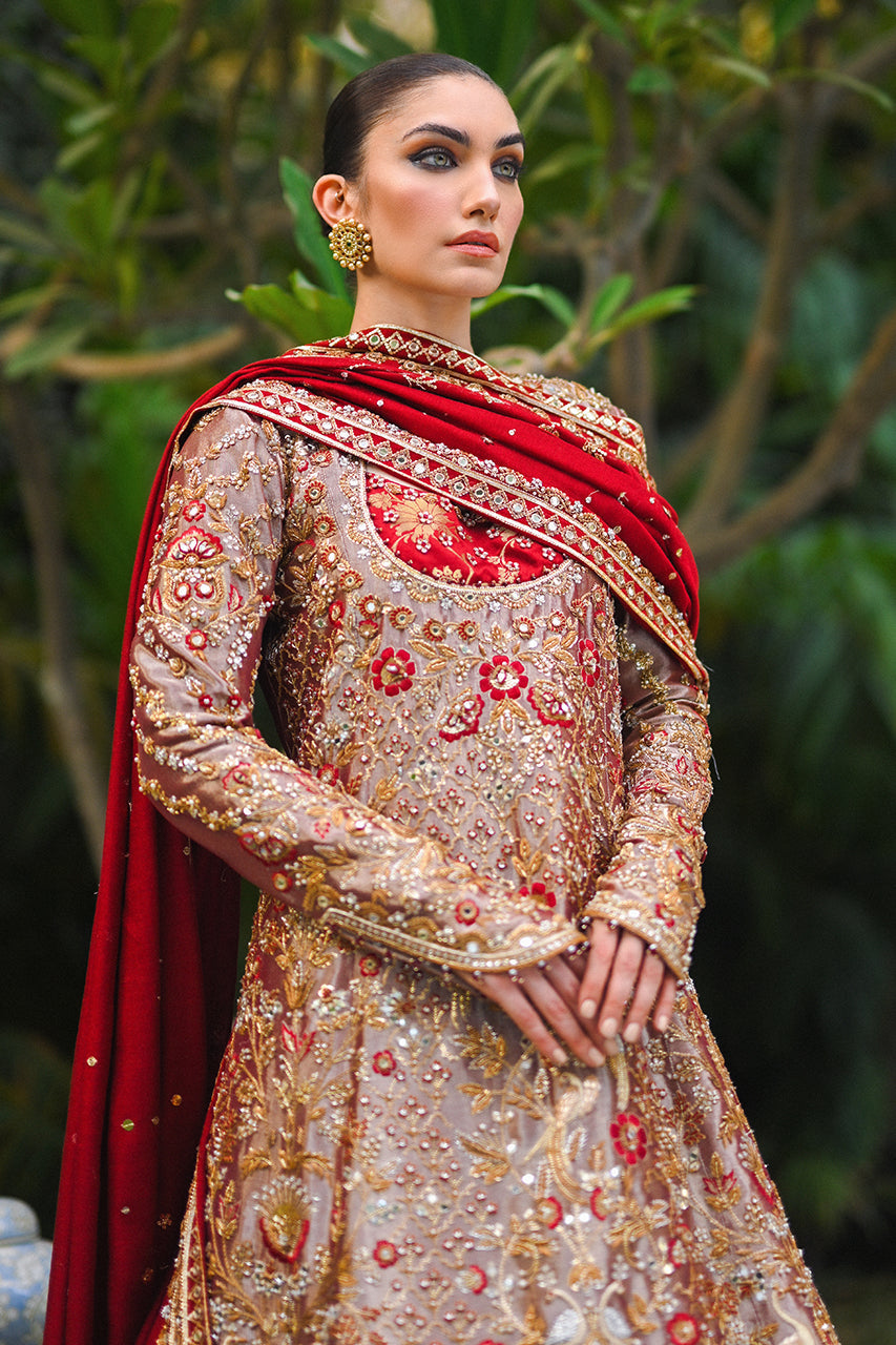 Crimson Zardozi Tissue Pishwas Dress (3-Piece) - Image 2