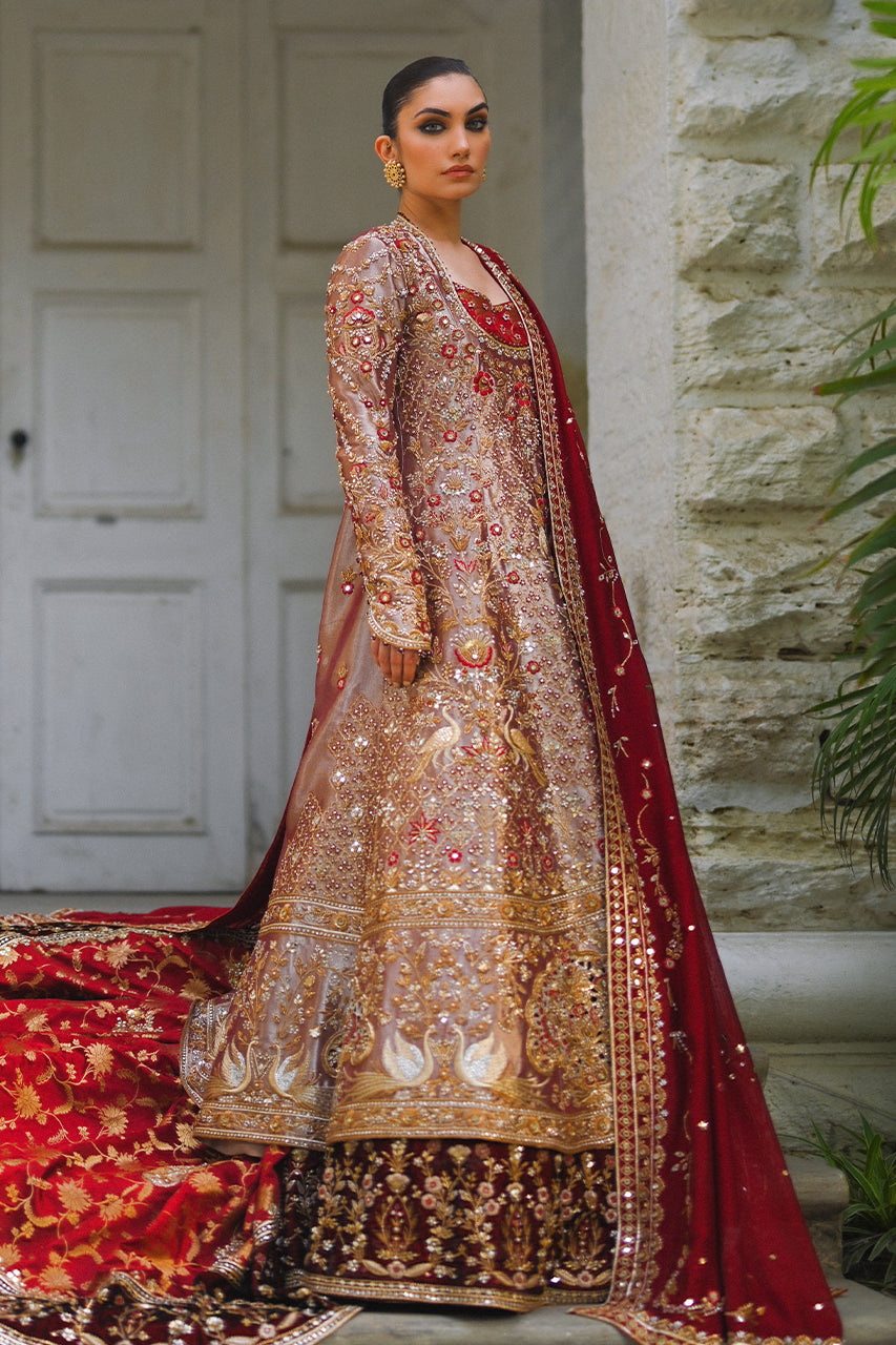 Crimson Zardozi Tissue Pishwas Dress (3-Piece) - Image 4