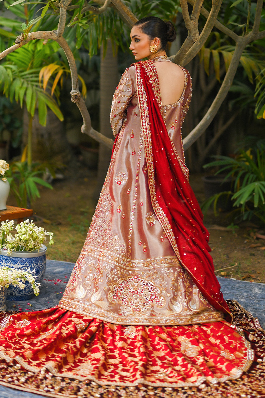 Crimson Zardozi Tissue Pishwas Dress (3-Piece) - Image 5