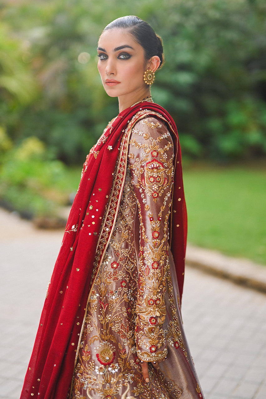 Crimson Zardozi Tissue Pishwas Dress (3-Piece) - Image 6