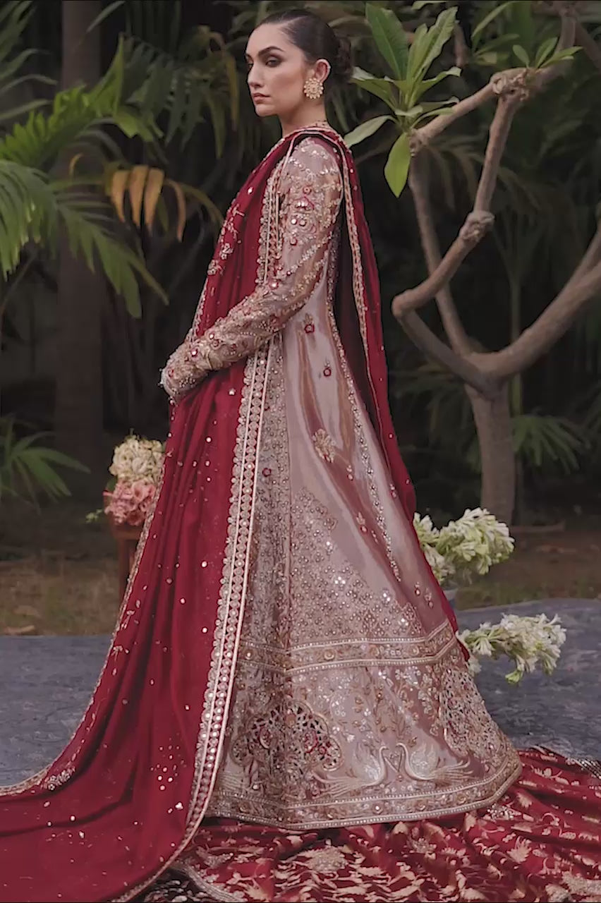 Crimson Zardozi Tissue Pishwas Dress (3-Piece) - Image 8