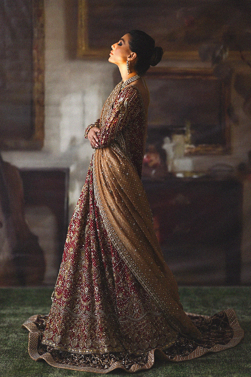 Crimson Zardozi Cotton Net Pishwas Dress (3-Piece) - Image 2