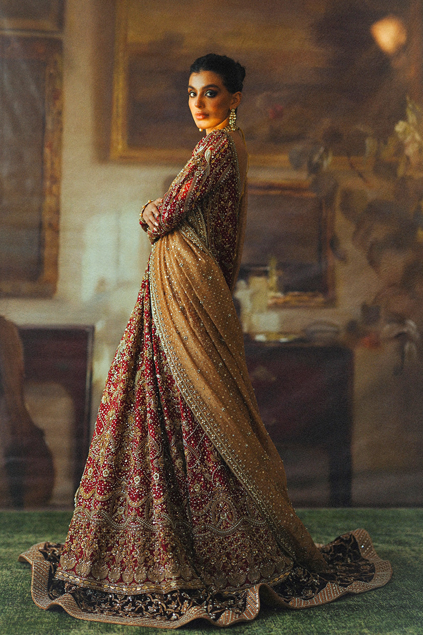 Crimson Zardozi Cotton Net Pishwas Dress (3-Piece) - Image 5