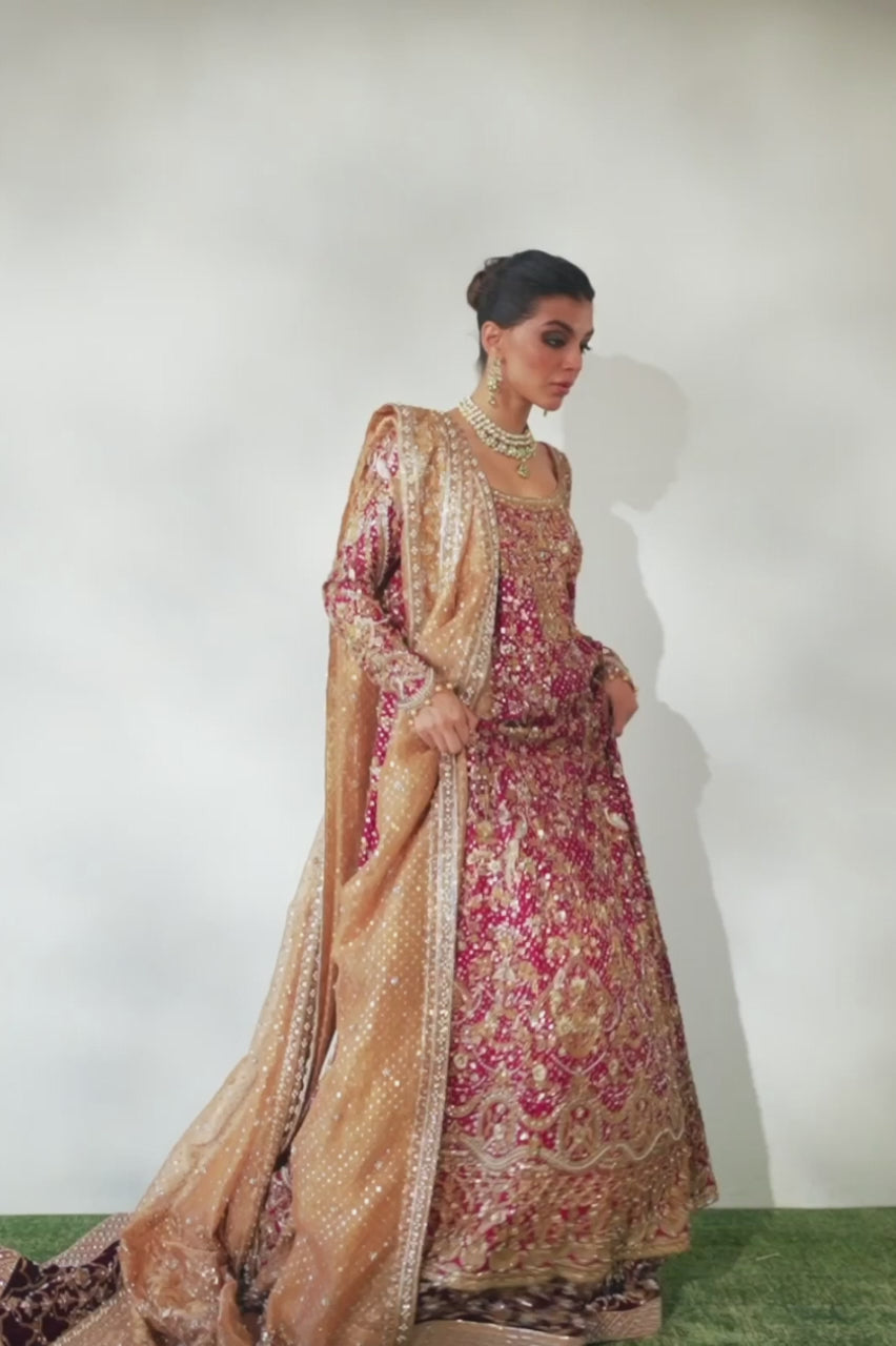 Crimson Zardozi Cotton Net Pishwas Dress (3-Piece) - Image 7