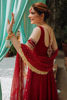 Pakistani Red Embroidered Khaddi Net Pishwas (3-Piece) - Image 4
