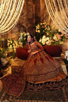 Red Zardozi Net Pishwas Dress (3-Piece) - Image 11