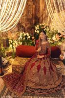 Red Zardozi Net Pishwas Dress (3-Piece) - Image 5