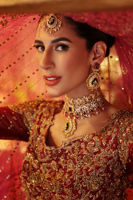 Red Zardozi Net Pishwas Dress (3-Piece) - Image 6