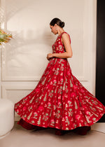 Pakistani Royal Red Embroidered Korean Raw Silk Pishwas (2-Piece) - Image 3