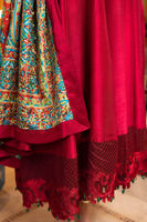Pakistani Deep Red Embroidered Silk Pishwas (2-Piece) - Image 6