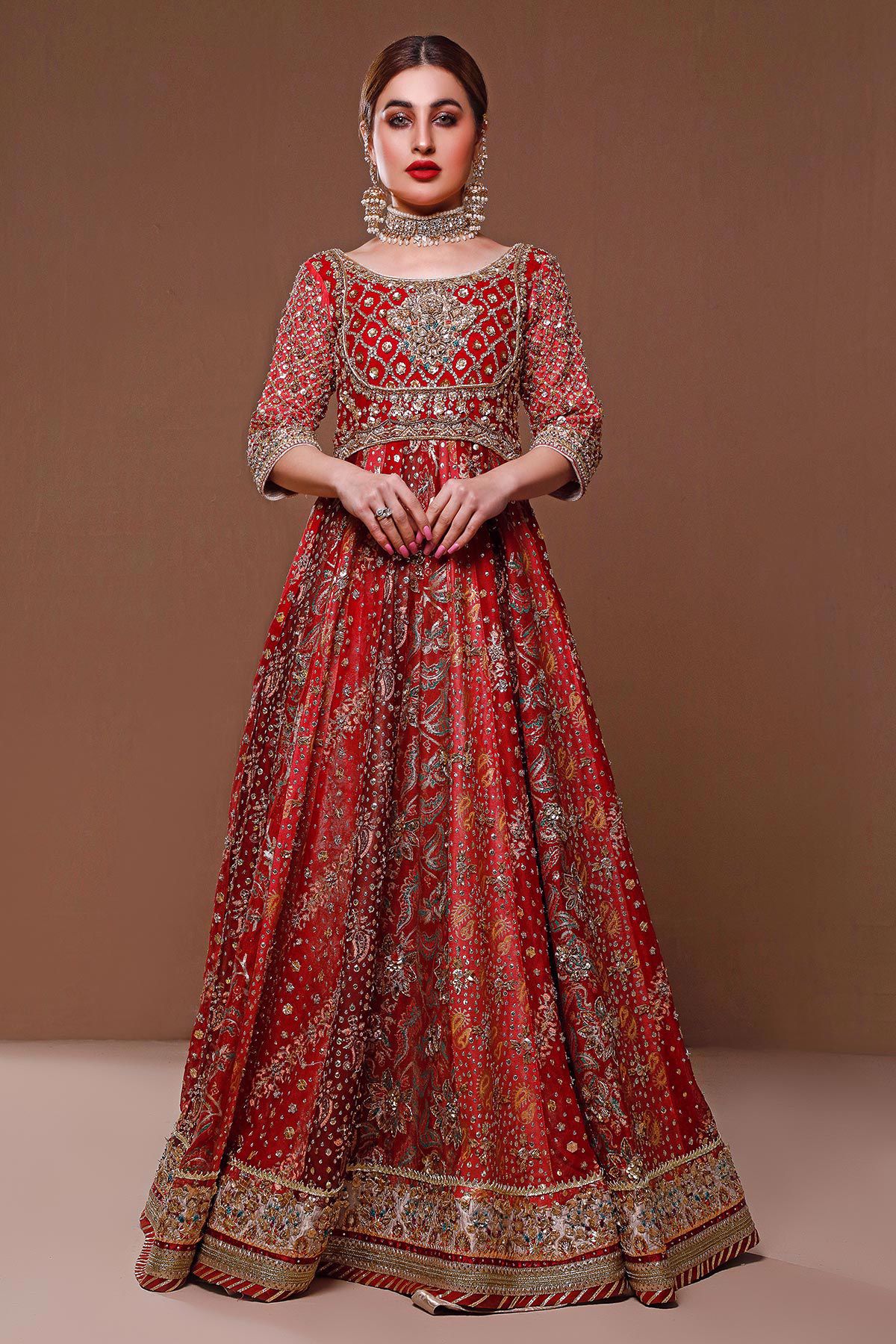 Red Hand Block Printed Silk Pishwas (3-Piece) - Image 5