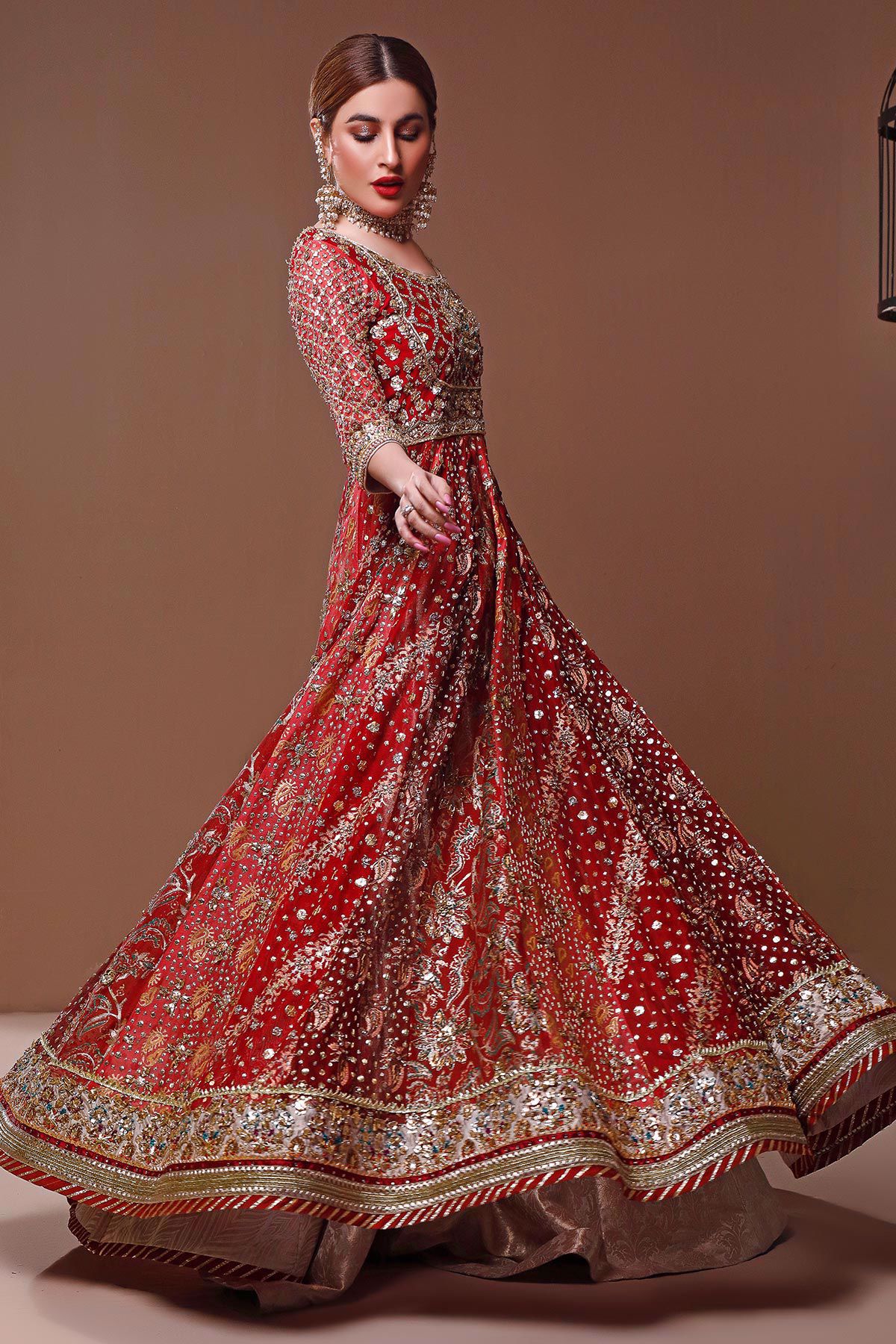 Red Hand Block Printed Silk Pishwas (3-Piece) - Image 6