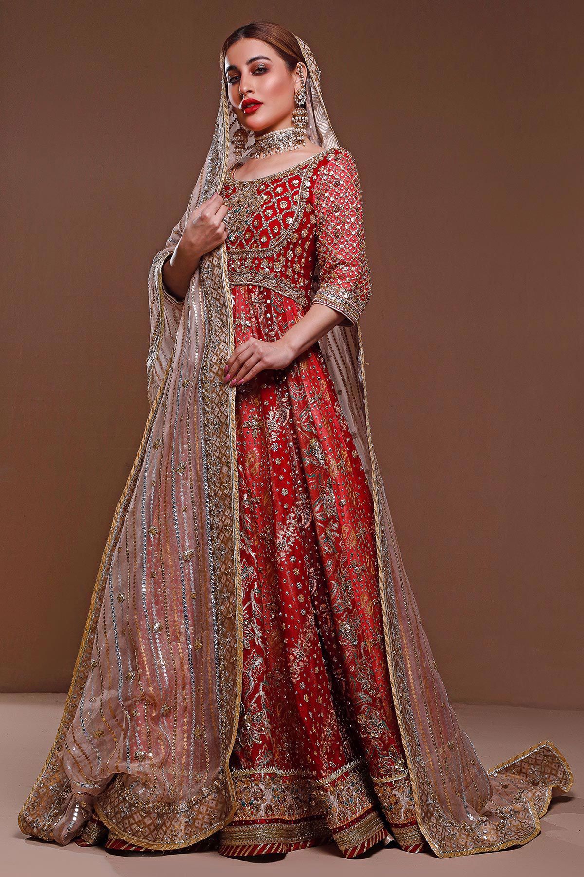 Red Hand Block Printed Silk Pishwas (3-Piece) - Image 8