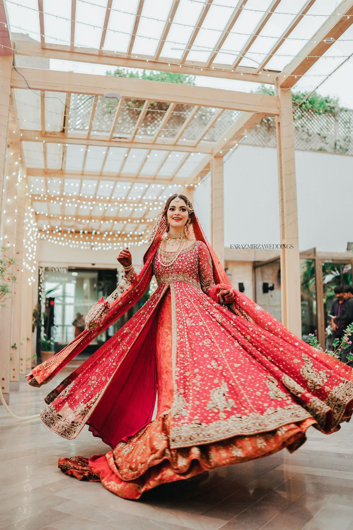 Cranberry Kaamdani Zardozi Silk Pishwas (3-Piece) - Image 1