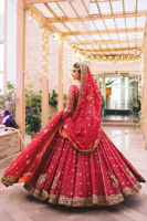 Cranberry Kaamdani Zardozi Silk Pishwas (3-Piece) - Image 5