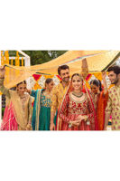 Red & Watermelon Pink Zardozi Silk Net Pishwas (2-Piece) - Image 9