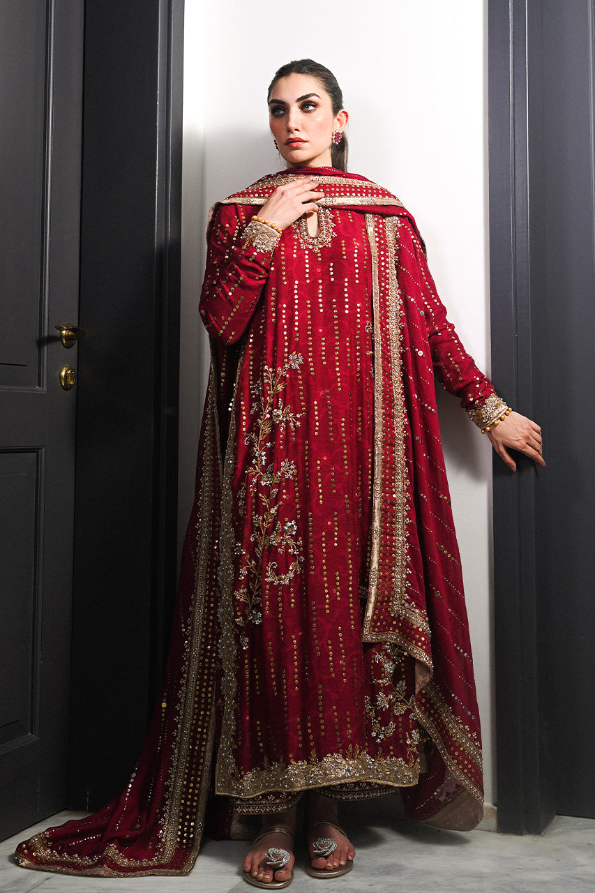 Crimson Kamdani Cotton Net & Raw Silk Salwar Kameez (3-Piece) - Image 12