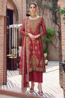 Red Hand-Embroidered Cotton Net Salwar Kameez (3-Piece) - Image 2