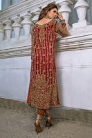 Pakistani Red Zardozi Cutwork Jamawar Salwar Kameez (3-Piece) - Image 3