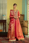 Red Zardozi Jamawar Salwar Kameez (3-Piece) - Image 2