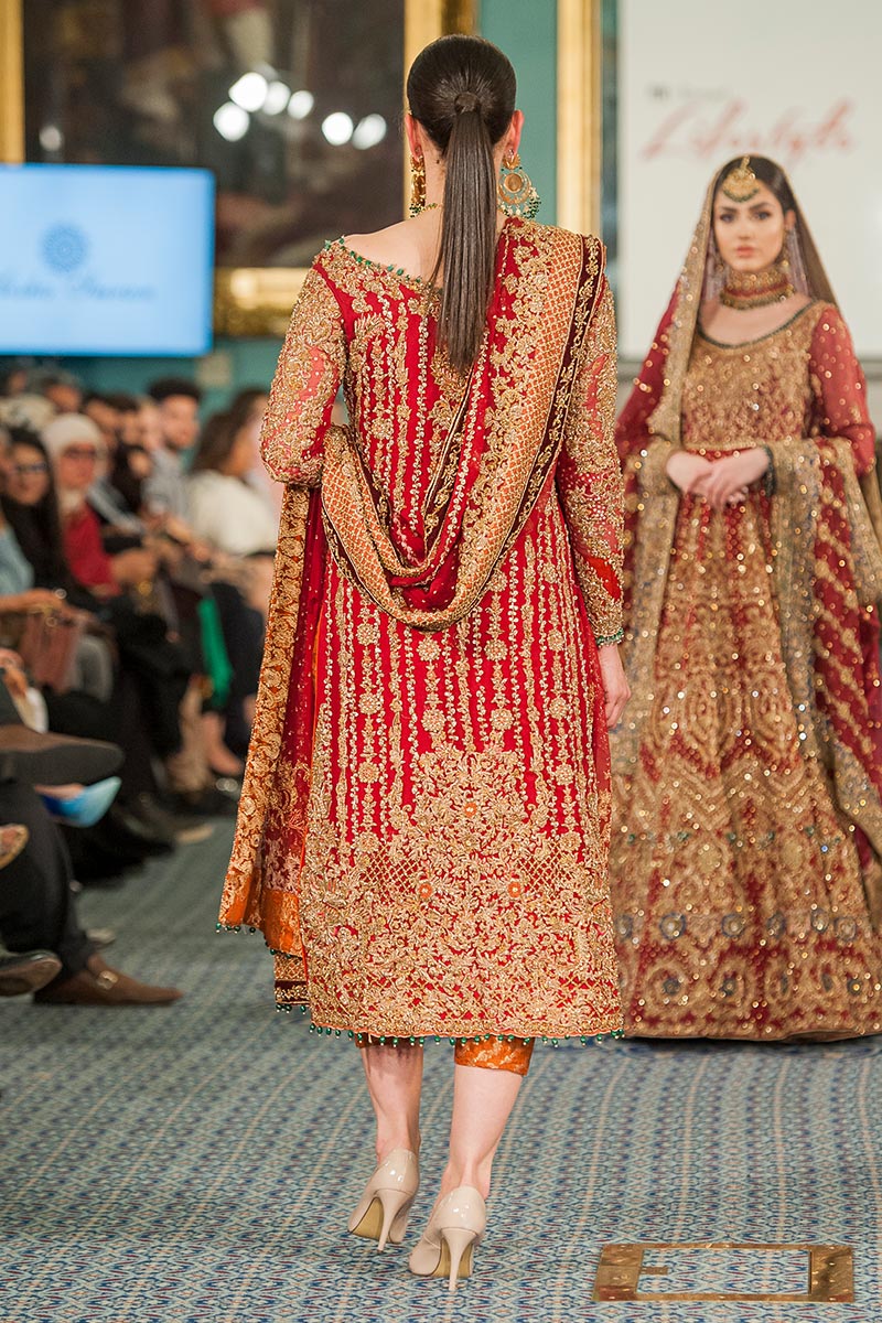 Pakistani Red Zardozi Cutwork Jamawar Salwar Kameez (3-Piece) - Image 2