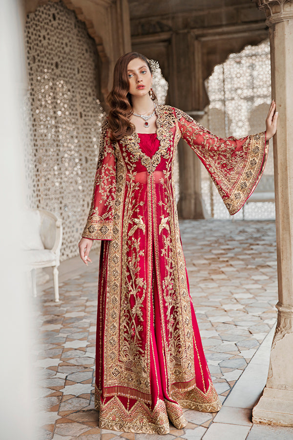 Deep Red Zardozi Net Organza Salwar Kameez (2-Piece) - Image 3