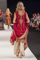 Red Embroidered Net Salwar Kameez (3-Piece) - Image 3
