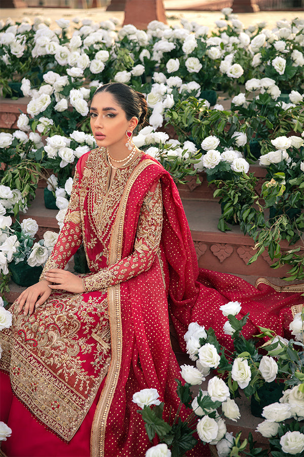 Red Embellished Net Organza Salwar Kameez (3-Piece) - Image 6