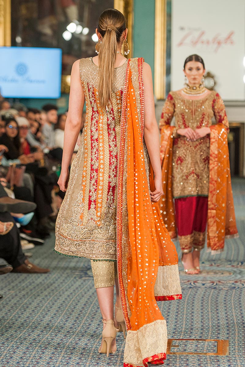 Pakistani Red Zardozi Embroidered Net Organza Salwar Kameez (3-Piece) - Image 2