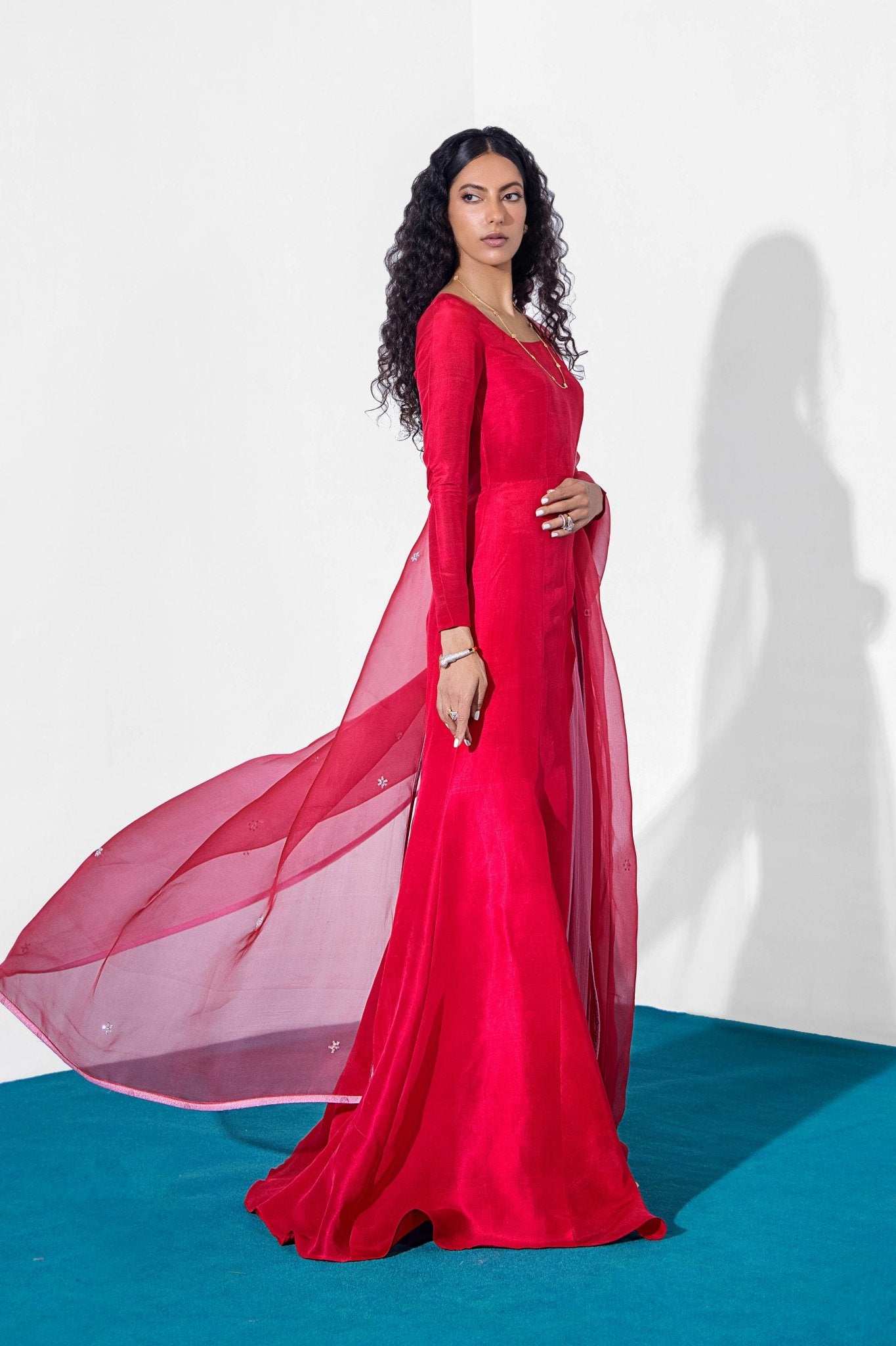 Crimson Crystal Pure Silk Salwar Kameez (3-Piece) - Image 9