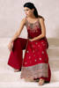 Red Embroidered Raw Silk Slim-Fit Long Shirt (3-Piece) - Image 11