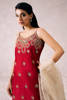 Red Embroidered Raw Silk Slim-Fit Long Shirt (3-Piece) - Image 2